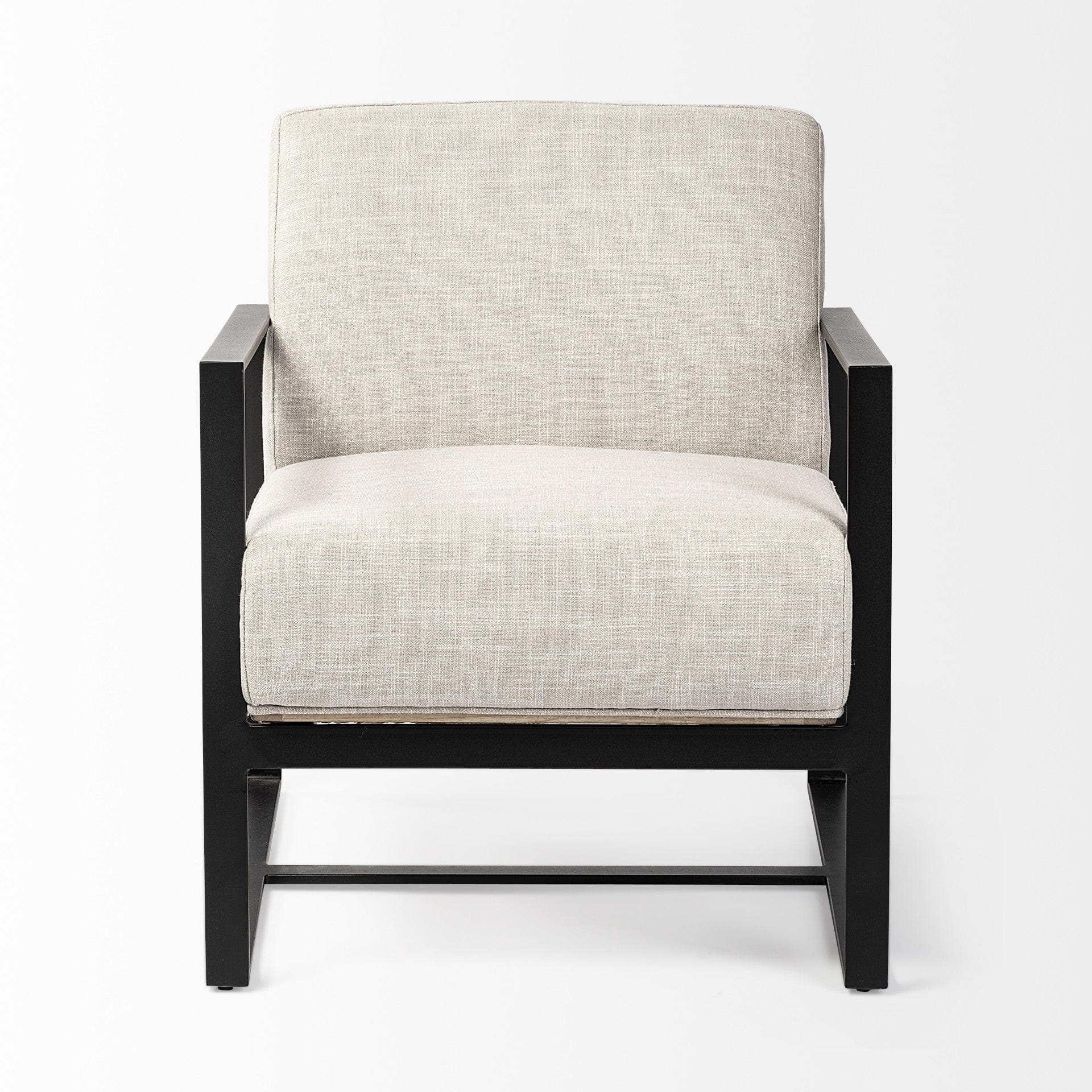 32" Cream And Black Fabric Arm Chair - Homeroots - Flyclothing LLC