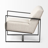 32" Cream And Black Fabric Arm Chair - Homeroots - Flyclothing LLC