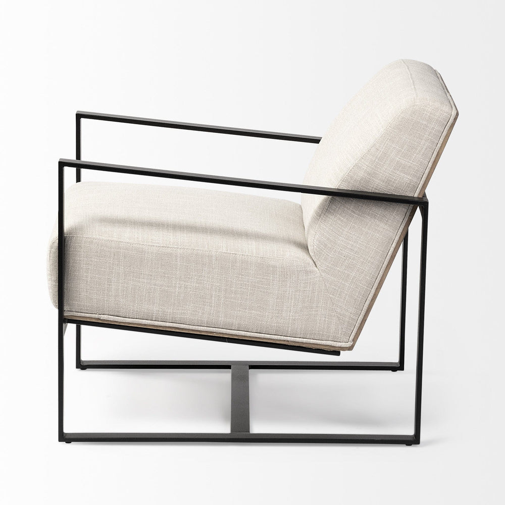 32" Cream And Black Fabric Arm Chair - Homeroots