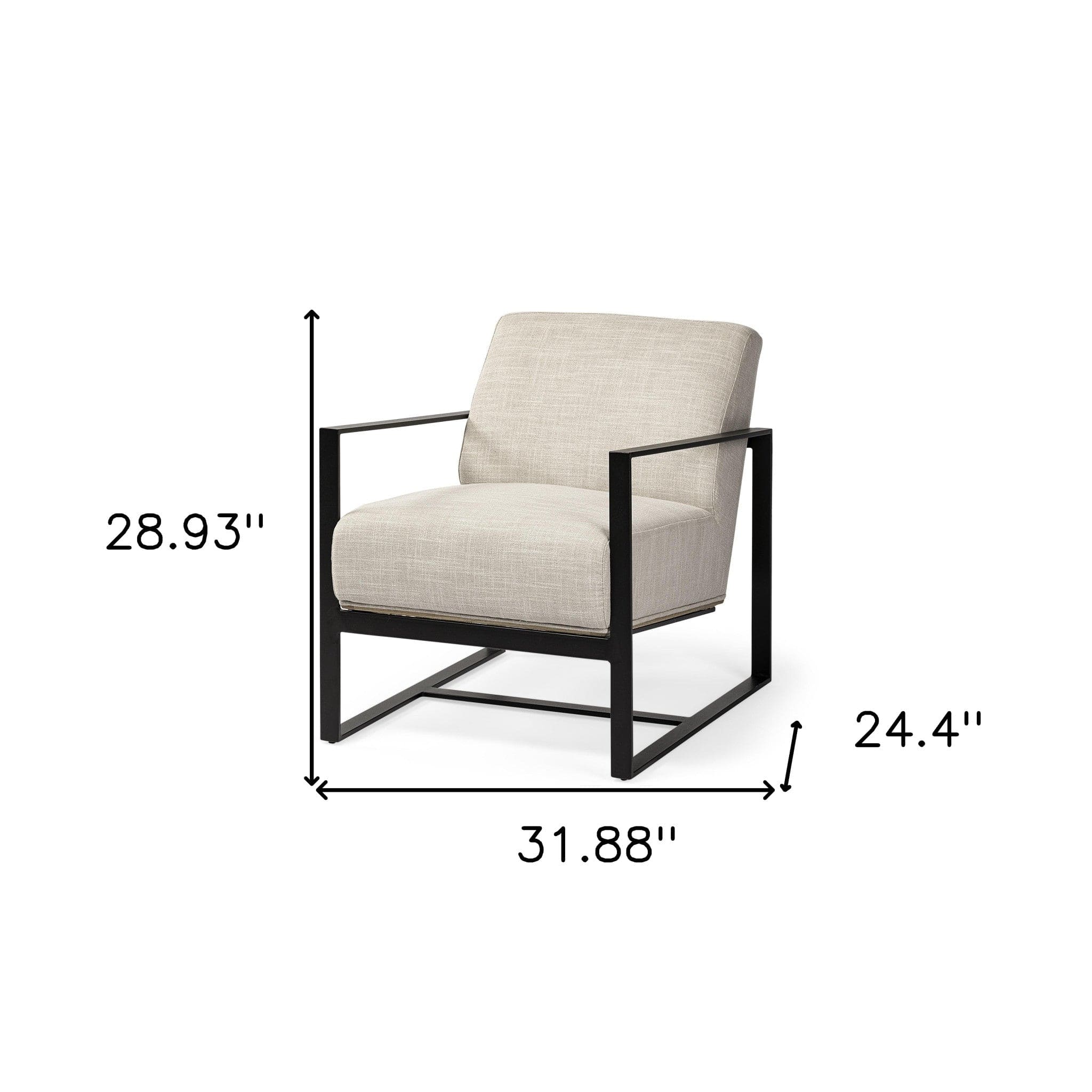 32" Cream And Black Fabric Arm Chair - Homeroots - Flyclothing LLC