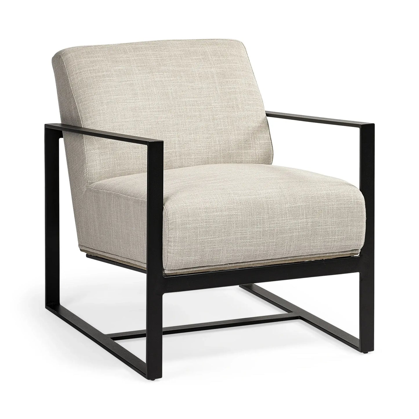 32" Cream And Black Fabric Arm Chair - Homeroots - Flyclothing LLC