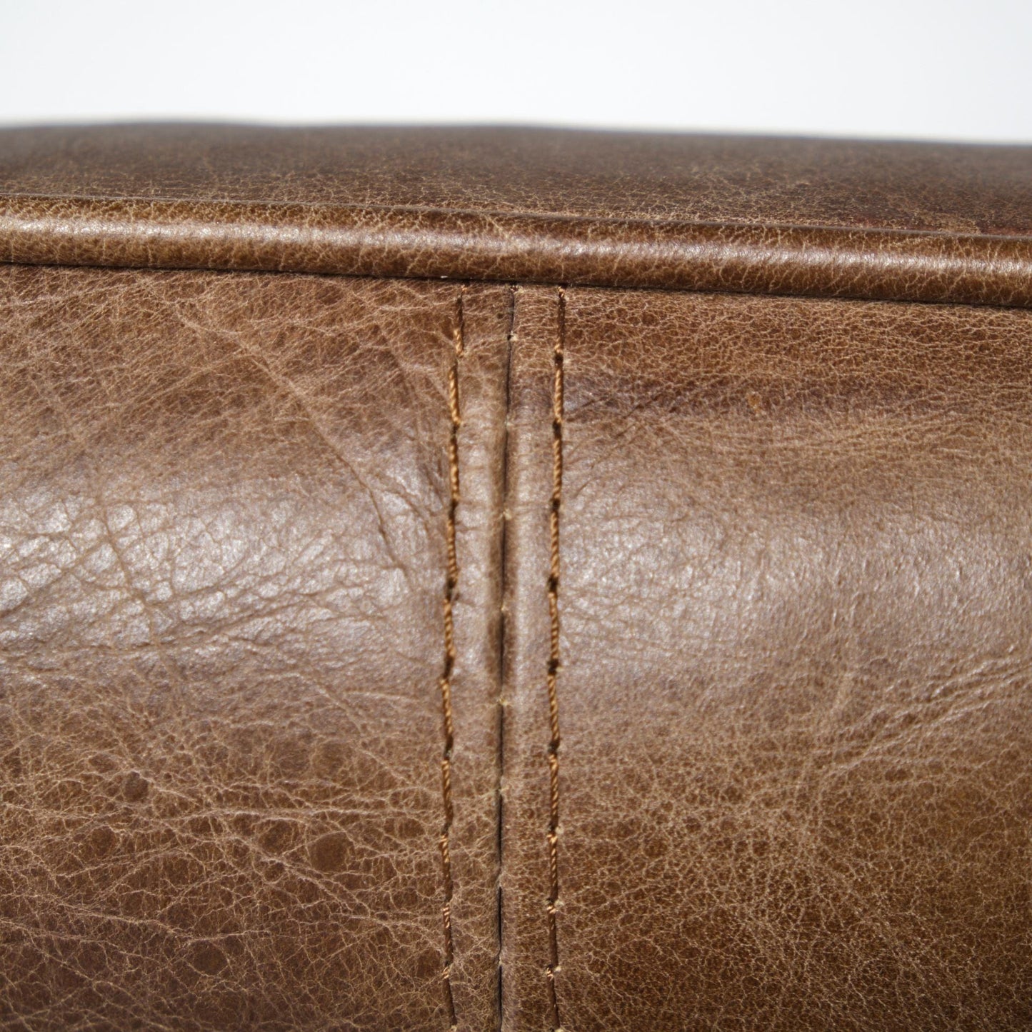 34" Brown And Black Top Grain Leather Distressed Slipper Chair - Homeroots - Flyclothing LLC