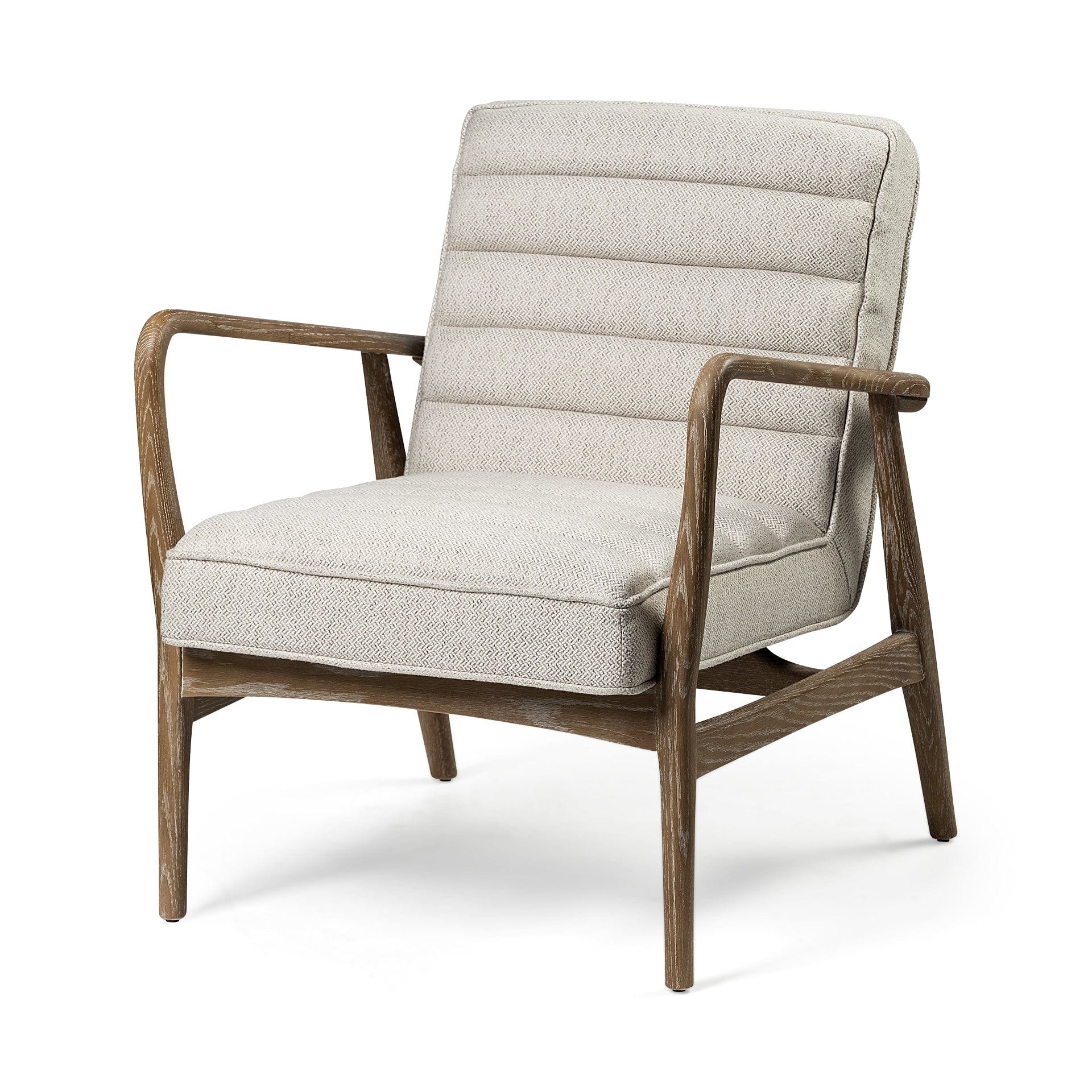 28" Cream And Brown Fabric Lounge Chair - Homeroots - Flyclothing LLC