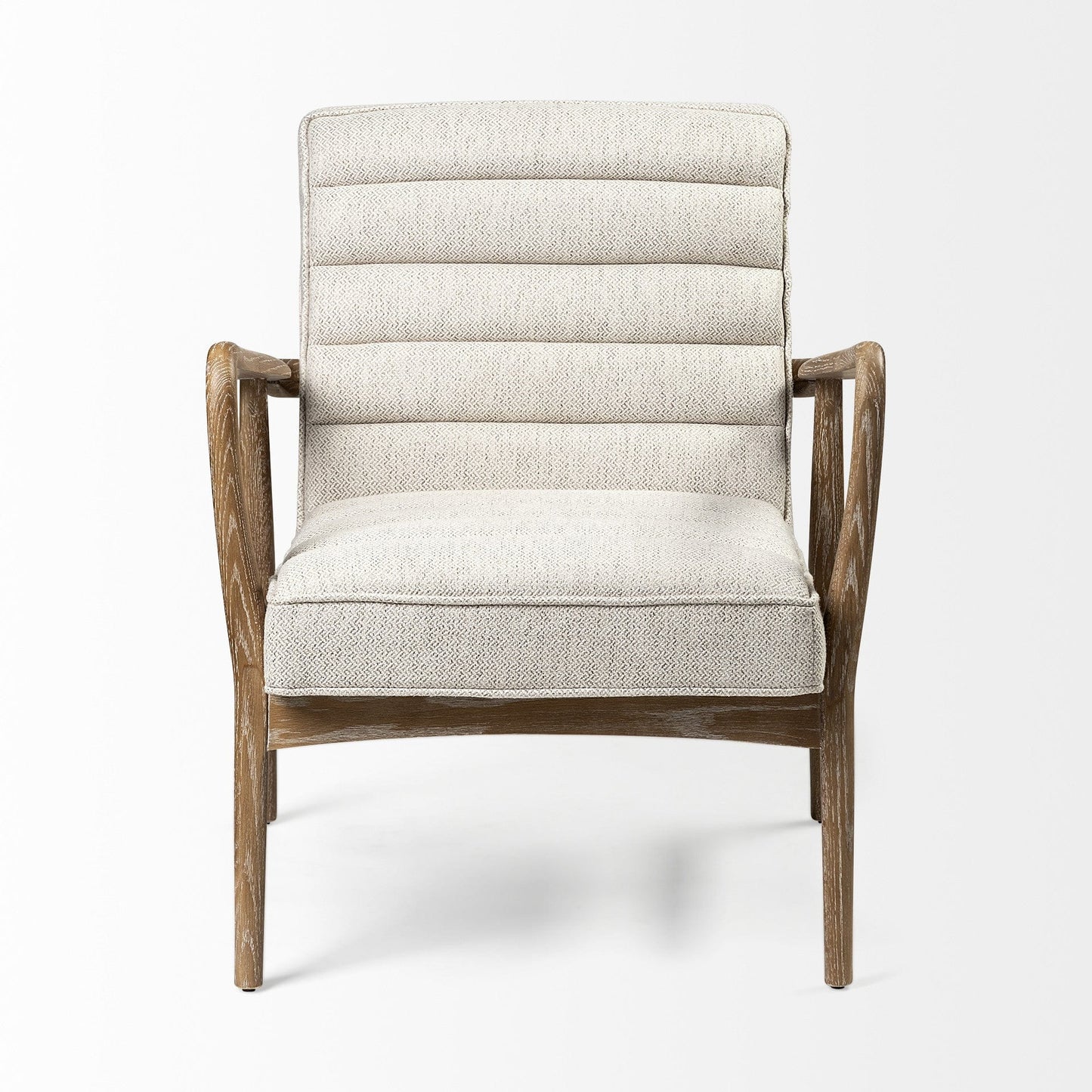 28" Cream And Brown Fabric Lounge Chair - Homeroots - Flyclothing LLC