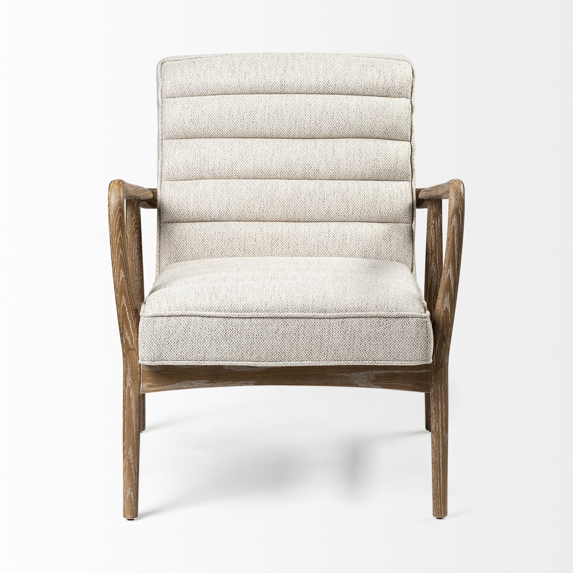 28" Cream And Brown Fabric Lounge Chair - Homeroots - Flyclothing LLC