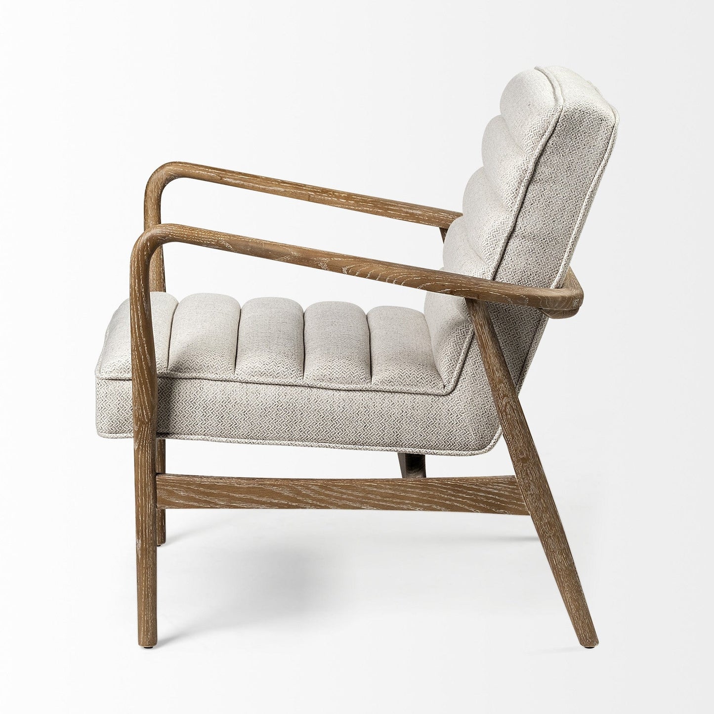 28" Cream And Brown Fabric Lounge Chair - Homeroots - Flyclothing LLC