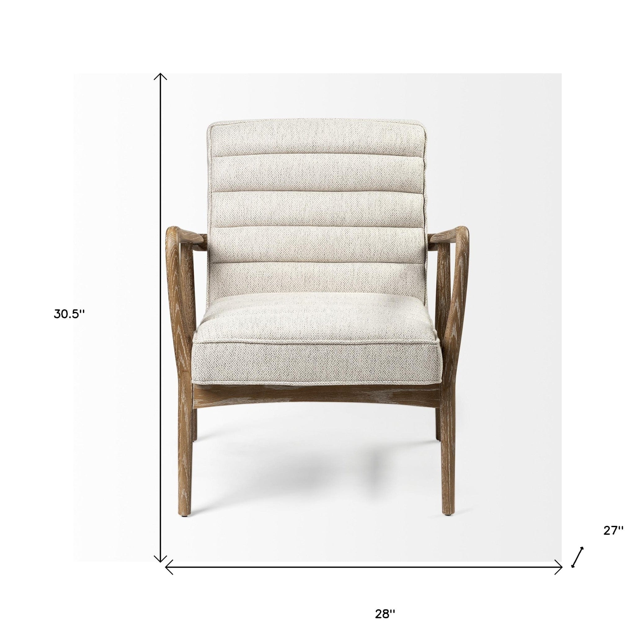 28" Cream And Brown Fabric Lounge Chair - Homeroots - Flyclothing LLC
