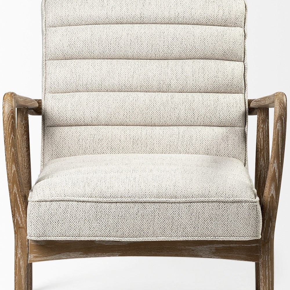 28" Cream And Brown Fabric Lounge Chair - Homeroots