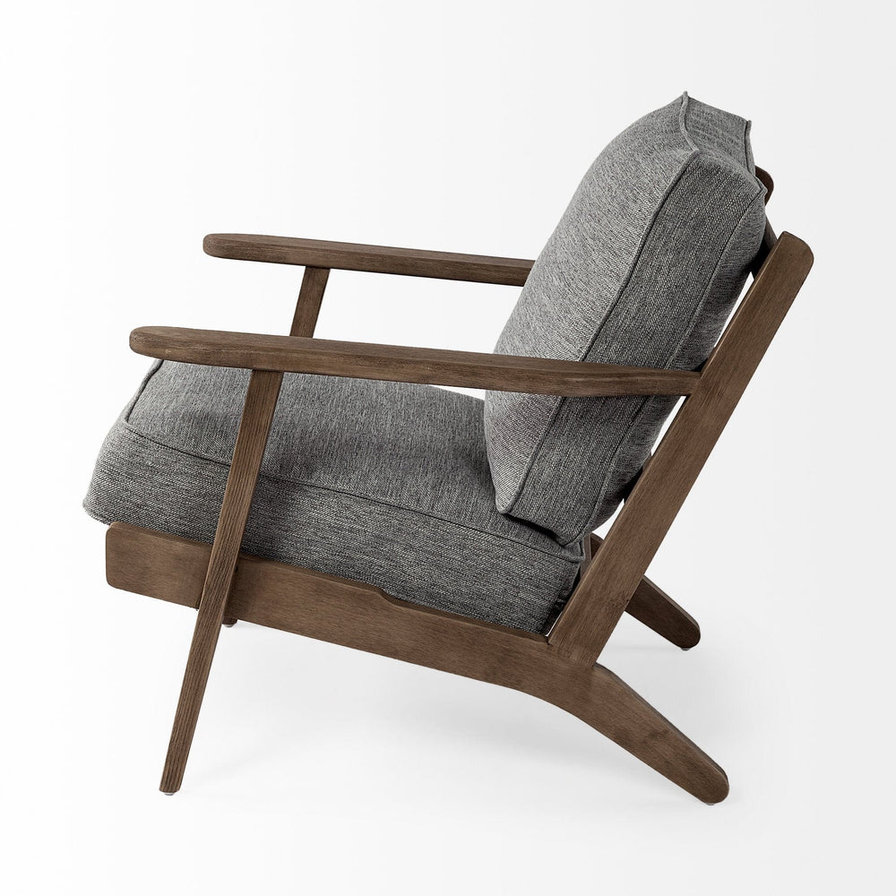 31" Gray And Brown Fabric Lounge Chair - Homeroots