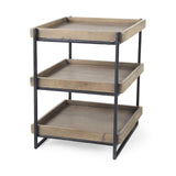 26" Brown Solid Wood Square End Table With Two Shelves - Homeroots