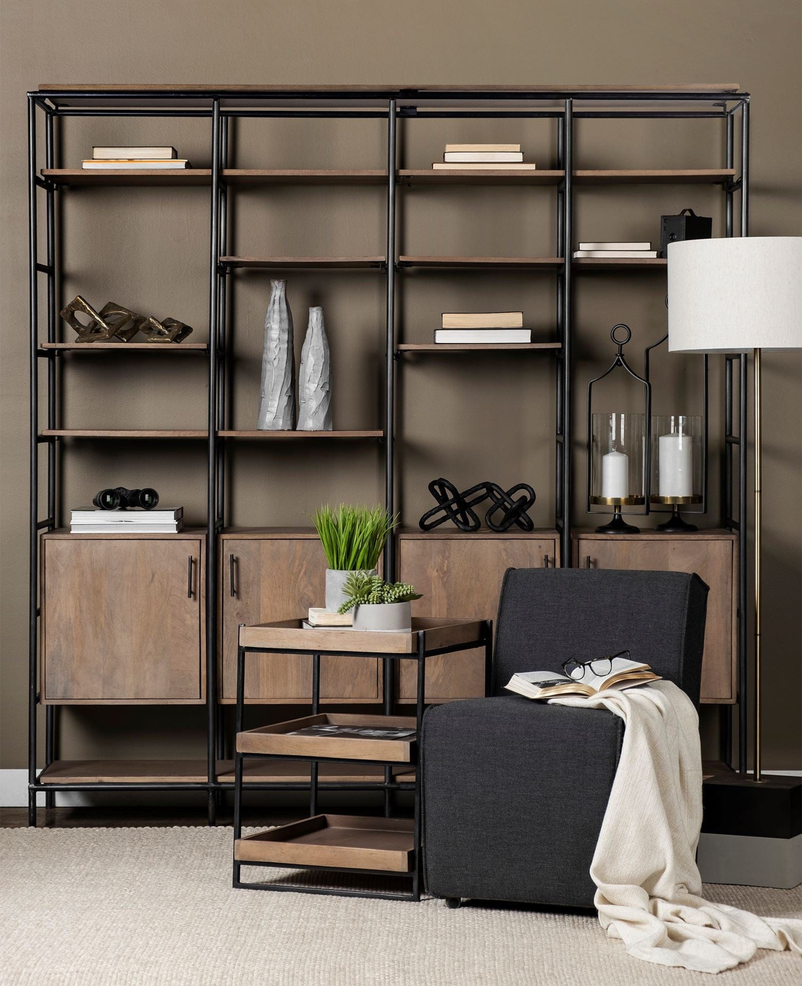 26" Brown Solid Wood Square End Table With Two Shelves - Homeroots - Flyclothing LLC