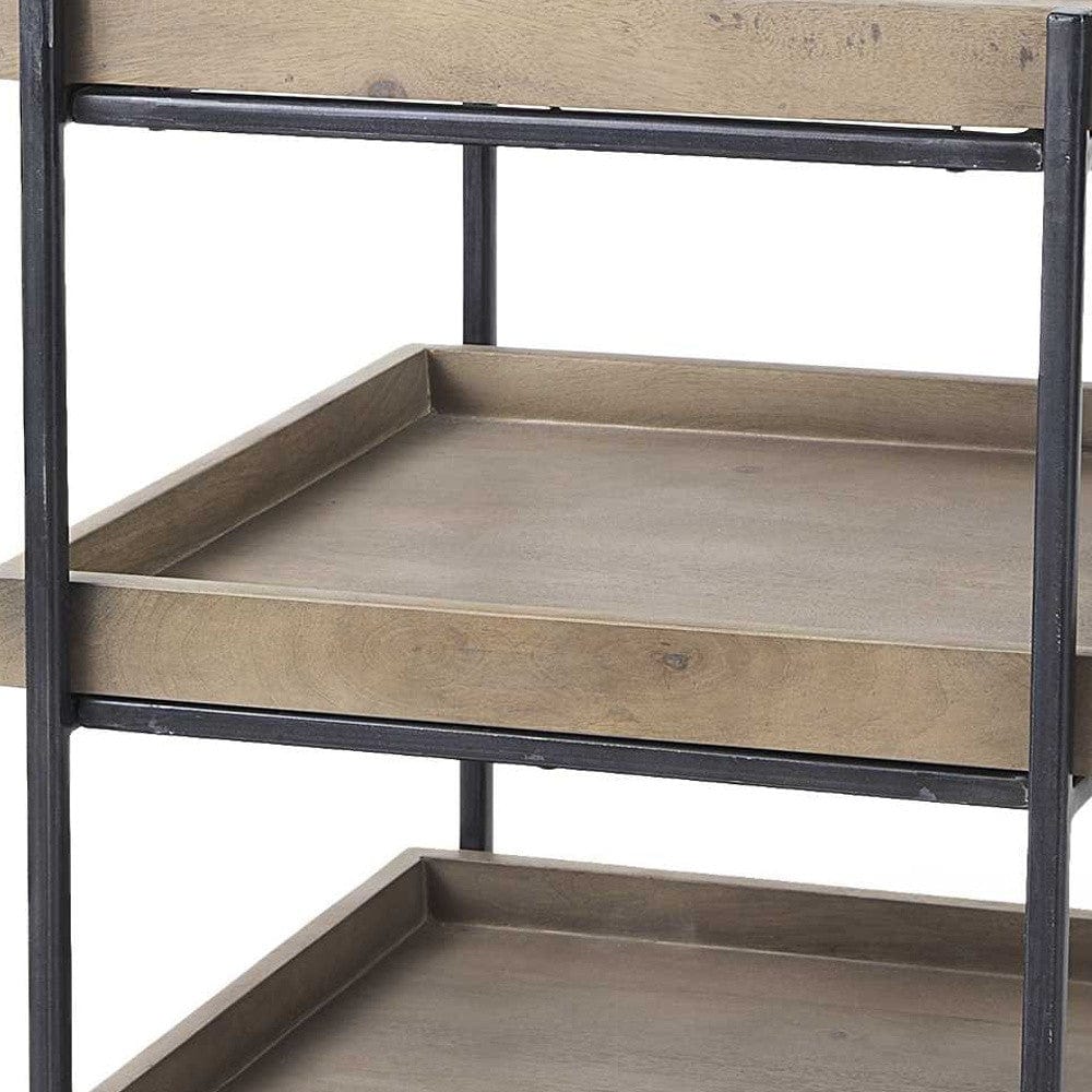 26" Brown Solid Wood Square End Table With Two Shelves - Homeroots - Flyclothing LLC