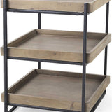 26" Brown Solid Wood Square End Table With Two Shelves - Homeroots - Flyclothing LLC