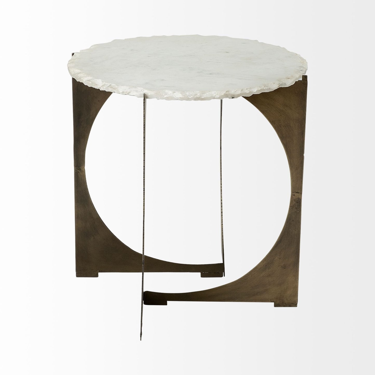 21" Brown And White Marble Round End Table - Homeroots - Flyclothing LLC