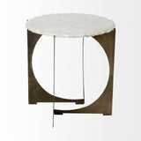 21" Brown And White Marble Round End Table - Homeroots - Flyclothing LLC