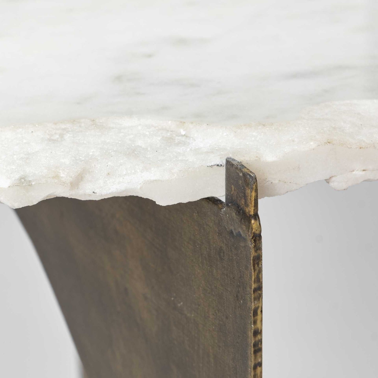 21" Brown And White Marble Round End Table - Homeroots - Flyclothing LLC
