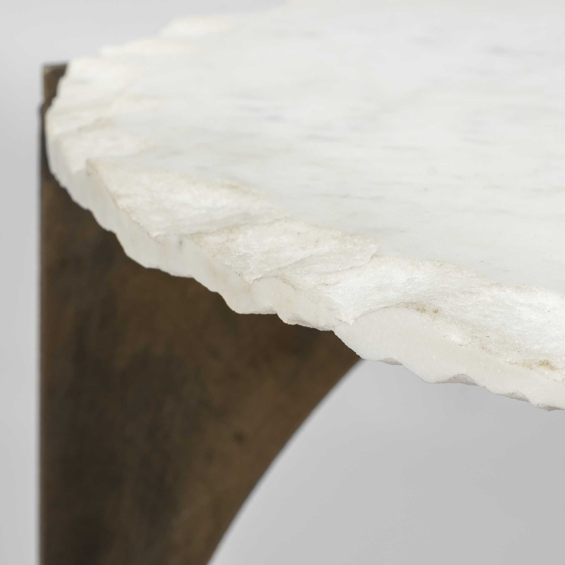 21" Brown And White Marble Round End Table - Homeroots - Flyclothing LLC