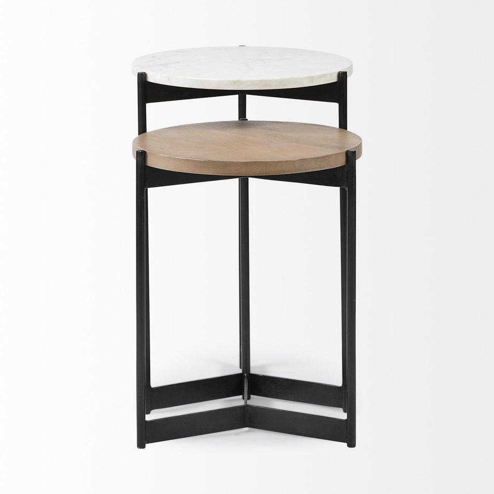 24" Brown And White Glass Round End Table - Homeroots - Flyclothing LLC