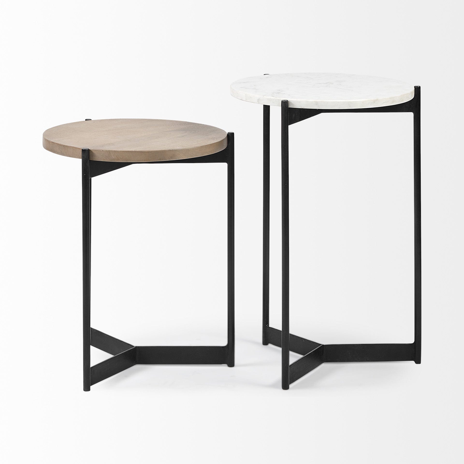 24" Brown And White Glass Round End Table - Homeroots - Flyclothing LLC
