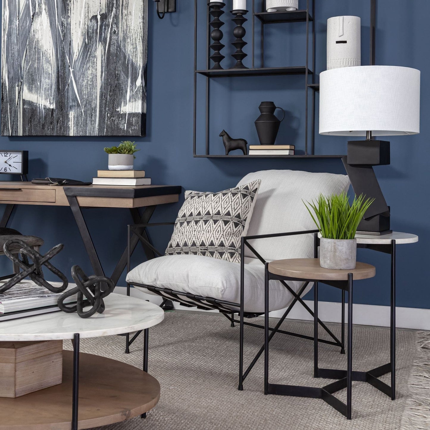 24" Brown And White Glass Round End Table - Homeroots - Flyclothing LLC