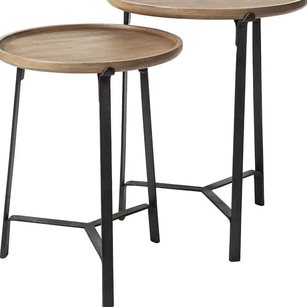 24" Brown Solid Wood Round End Table - Homeroots - Flyclothing LLC