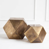 19" Brass Hexagonal End Table With Square Top - Homeroots - Flyclothing LLC