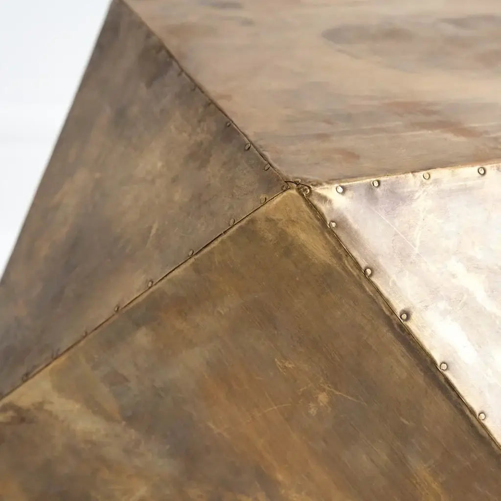 19" Brass Hexagonal End Table With Square Top - Homeroots - Flyclothing LLC
