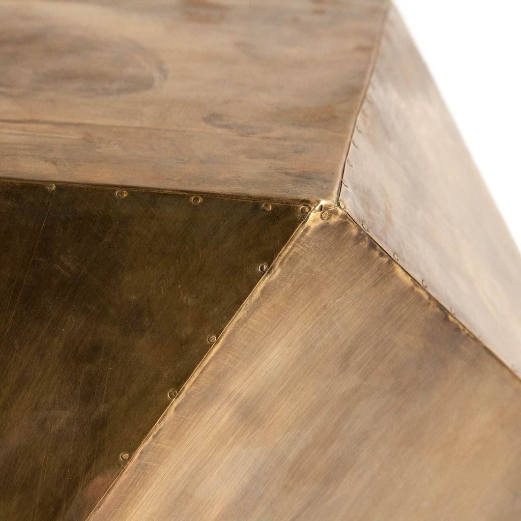 19" Brass Hexagonal End Table With Square Top - Homeroots - Flyclothing LLC