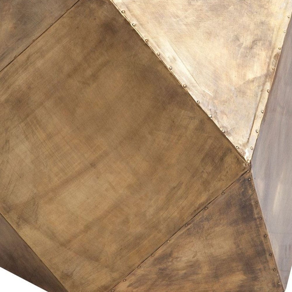 19" Brass Hexagonal End Table With Square Top - Homeroots - Flyclothing LLC