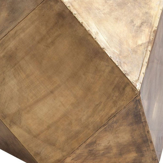 19" Brass Hexagonal End Table With Square Top - Homeroots