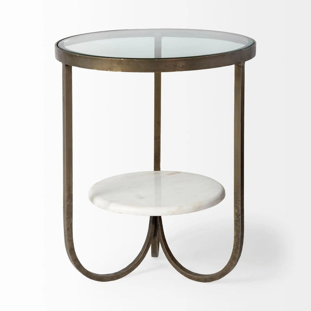 24" White Glass Round End Table - Homeroots - Flyclothing LLC