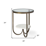 24" White Glass Round End Table - Homeroots - Flyclothing LLC