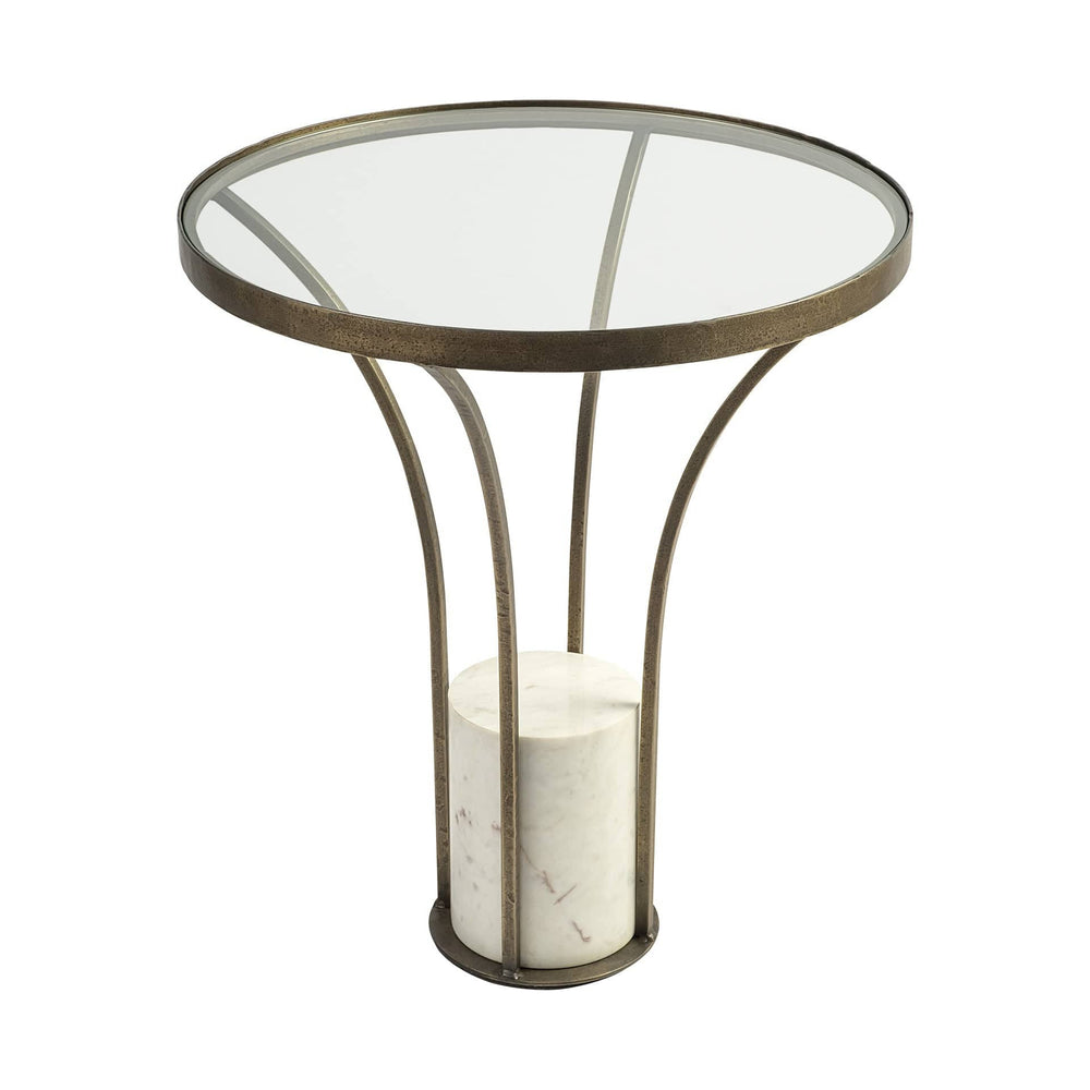 24" Black And White Glass Round End Table - Homeroots - Flyclothing LLC