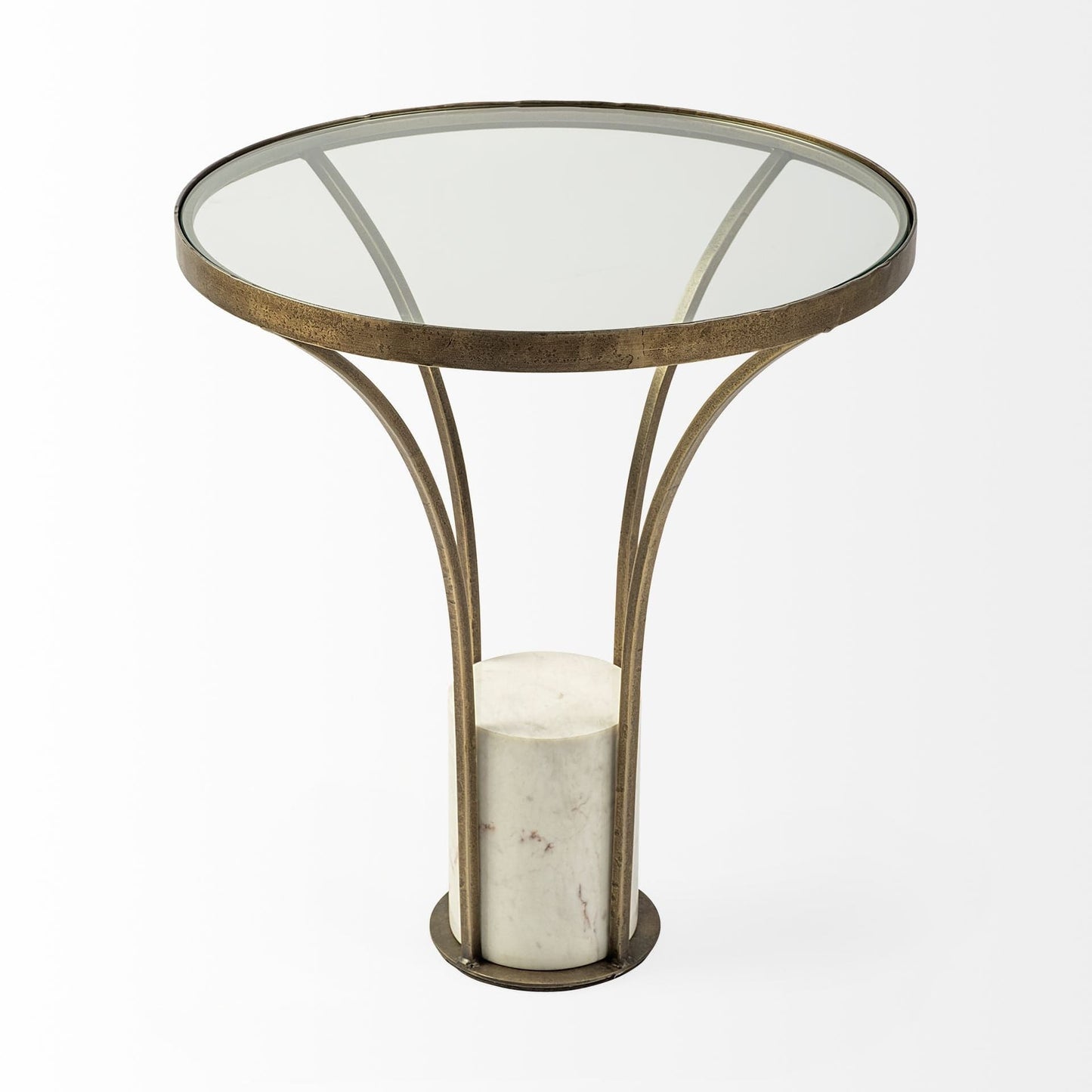 24" Black And White Glass Round End Table - Homeroots - Flyclothing LLC
