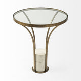 24" Black And White Glass Round End Table - Homeroots - Flyclothing LLC