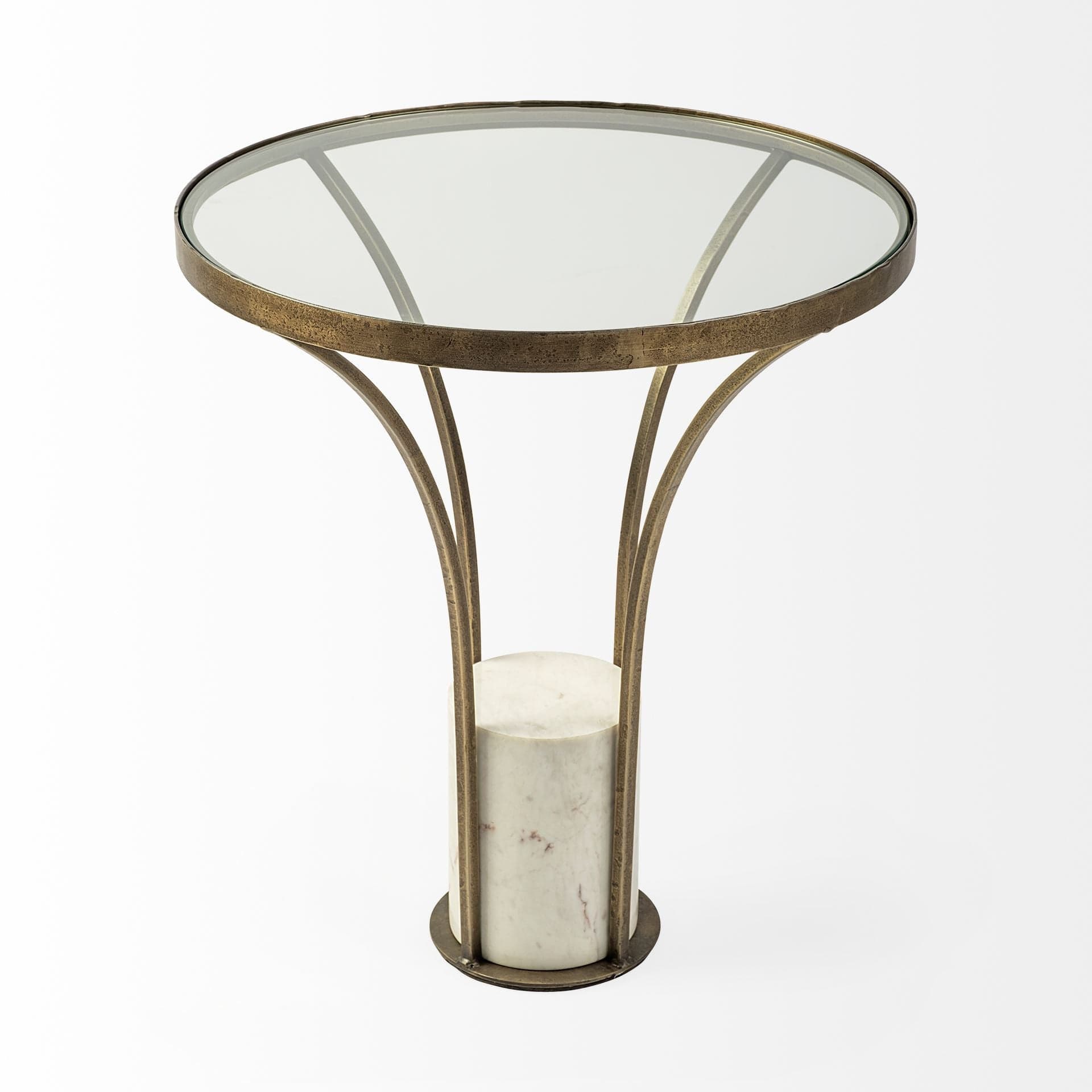 24" Black And White Glass Round End Table - Homeroots - Flyclothing LLC