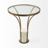 24" Black And White Glass Round End Table - Homeroots