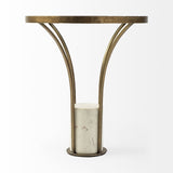 24" Black And White Glass Round End Table - Homeroots
