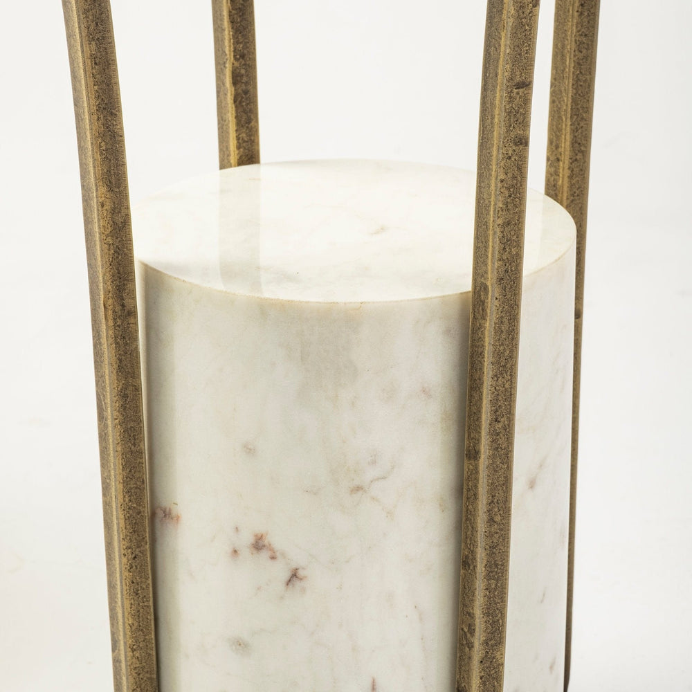 24" Black And White Glass Round End Table - Homeroots - Flyclothing LLC