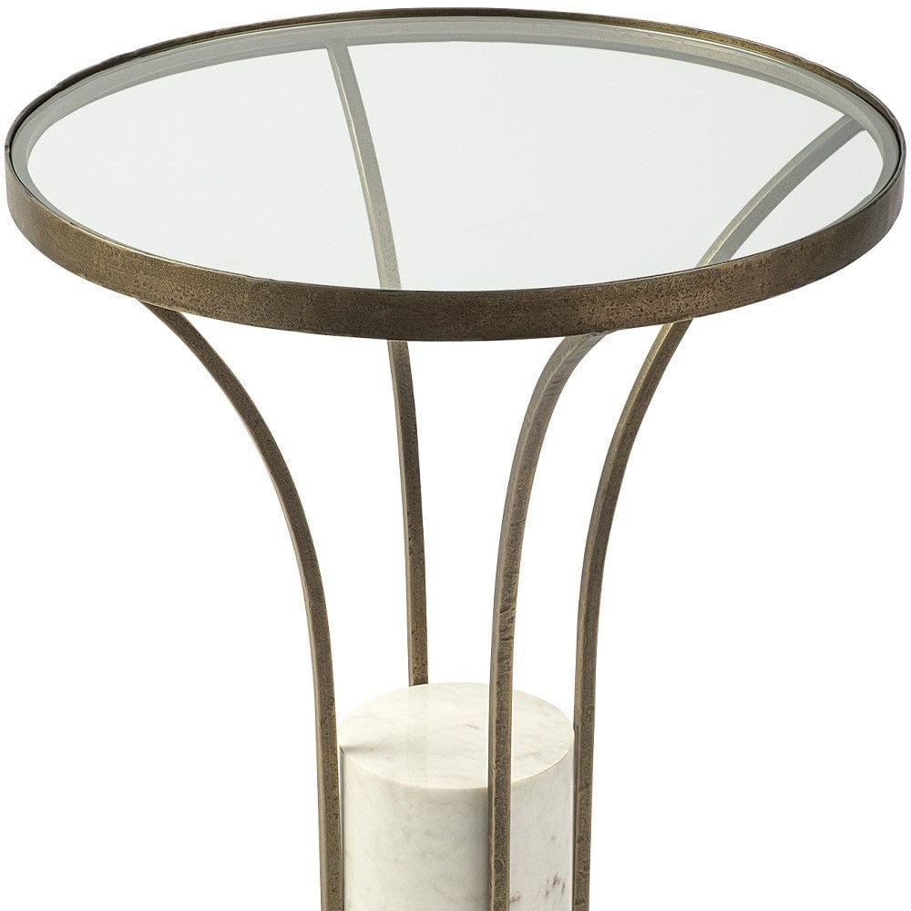 24" Black And White Glass Round End Table - Homeroots - Flyclothing LLC