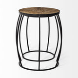 Set of Two 26" Black And Brown Solid Wood Round End Table - Homeroots