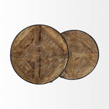 Set of Two 26" Black And Brown Solid Wood Round End Table - Homeroots - Flyclothing LLC