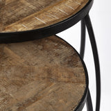 Set of Two 26" Black And Brown Solid Wood Round End Table - Homeroots - Flyclothing LLC