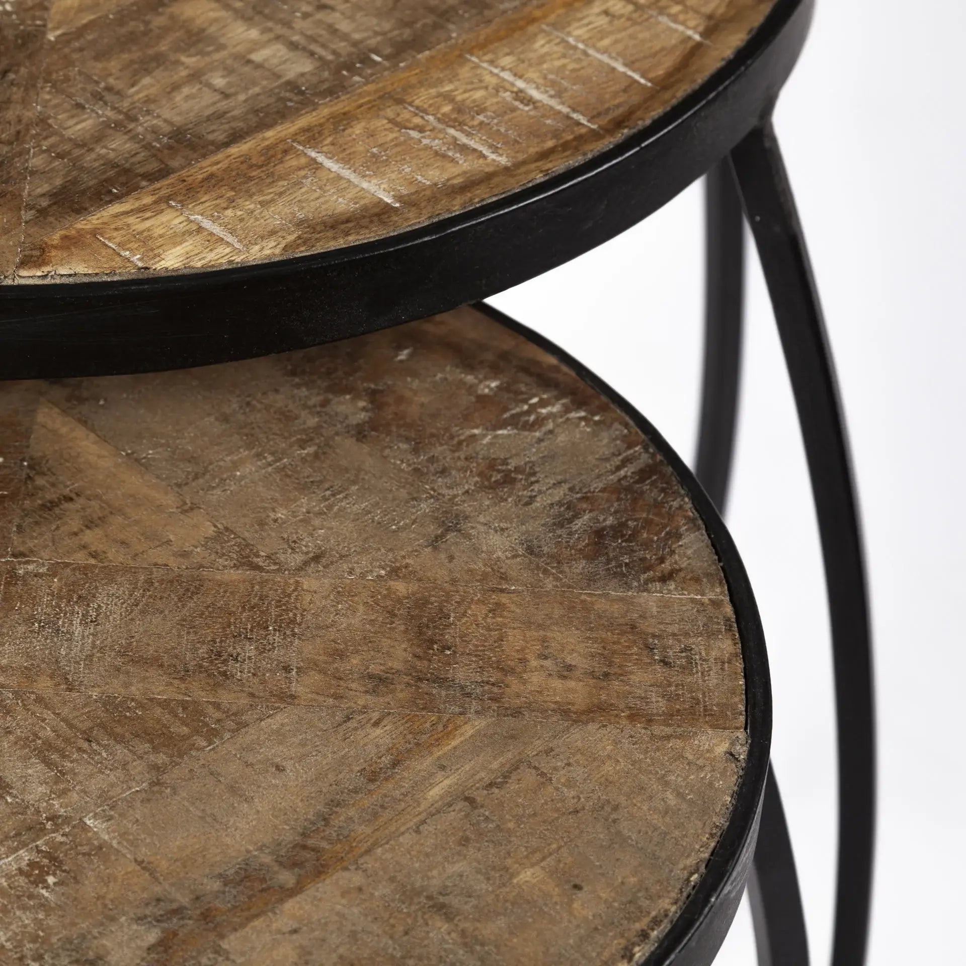 Set of Two 26" Black And Brown Solid Wood Round End Table - Homeroots - Flyclothing LLC