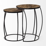 Set of Two 26" Black And Brown Solid Wood Round End Table - Homeroots - Flyclothing LLC