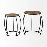 Set of Two 26" Black And Brown Solid Wood Round End Table - Homeroots - Flyclothing LLC