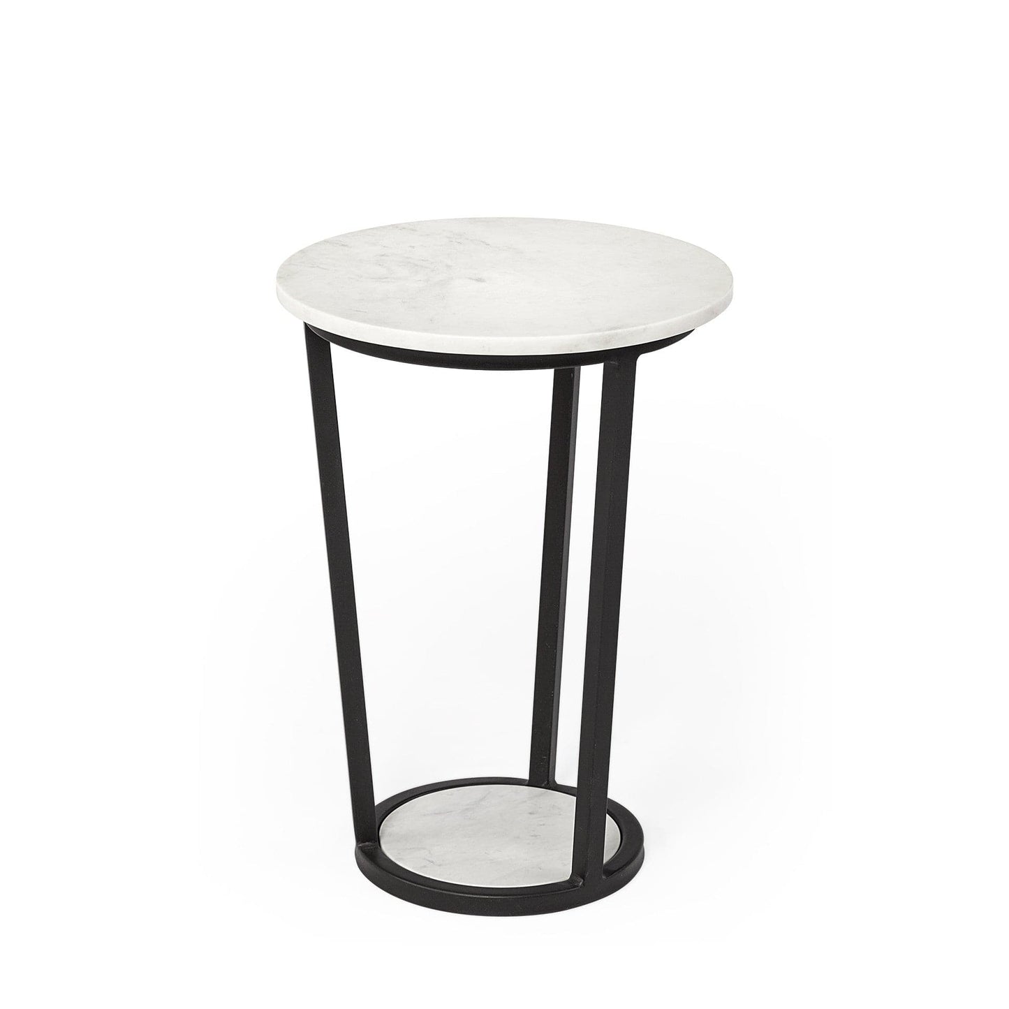 21" Black And White Marble Round End Table - Homeroots - Flyclothing LLC