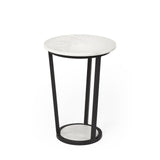 21" Black And White Marble Round End Table - Homeroots - Flyclothing LLC