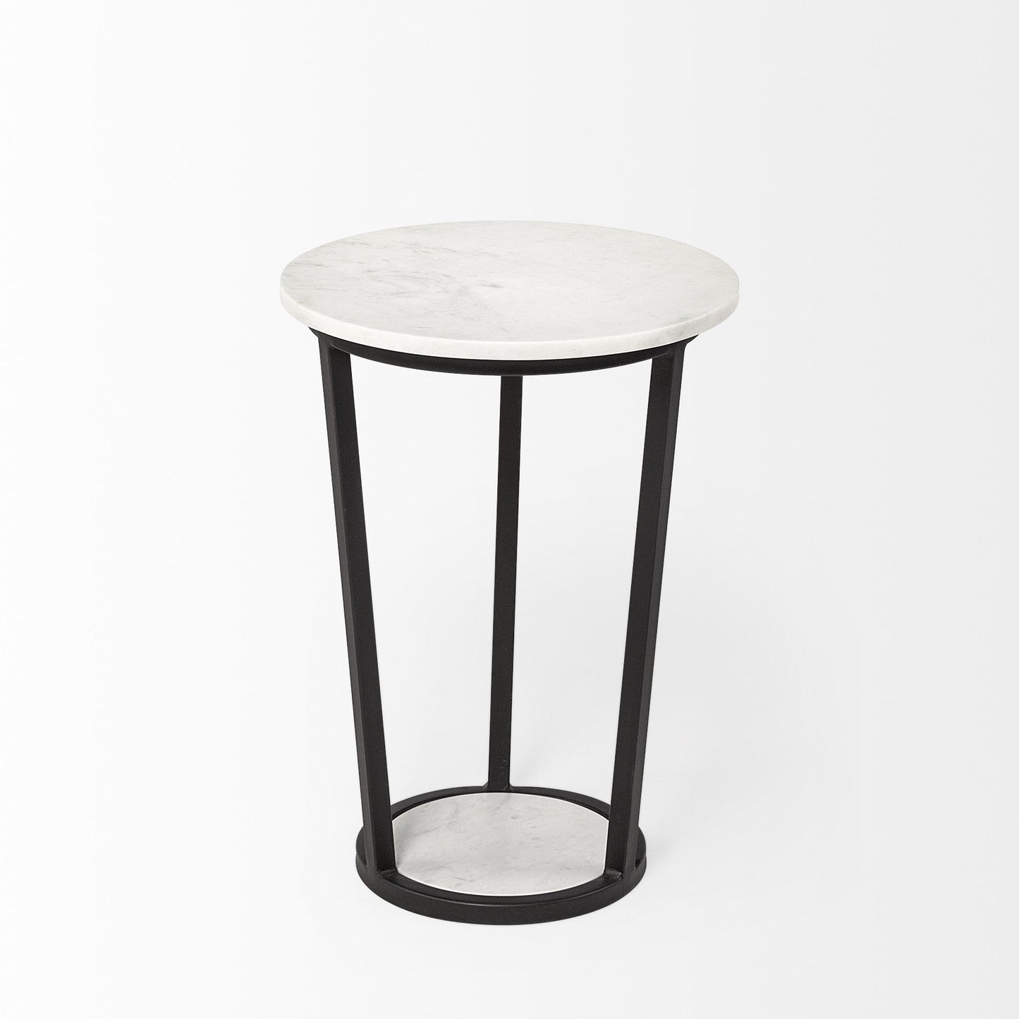 21" Black And White Marble Round End Table - Homeroots - Flyclothing LLC