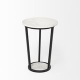 21" Black And White Marble Round End Table - Homeroots - Flyclothing LLC